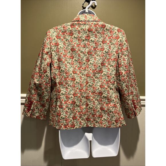 Talbots Cute Spring Floral Blazer Jacket Size 12P Red Pink Green Career - Picture 7 of 12